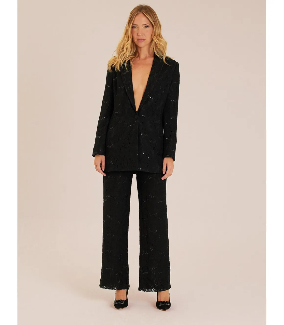 Alma en Pena Chaquetas|BLAZER ENCAJE CON LENTEJUELAS