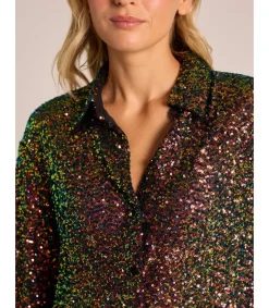 Alma en Pena Camisas|CAMISA CUBIERTA DE LENTEJUELAS