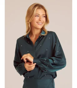 Alma en Pena Camisas|CAMISA SATINADA PEDRERÍA