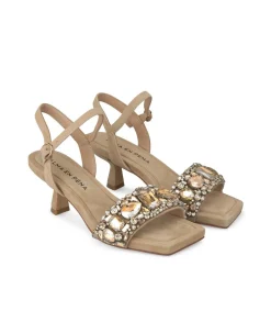 Alma en Pena Sandalias|SANDALIA TACÓN BAJO PEDRERÍA