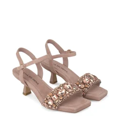 Alma en Pena Sandalias|SANDALIA TACÓN BAJO PEDRERÍA