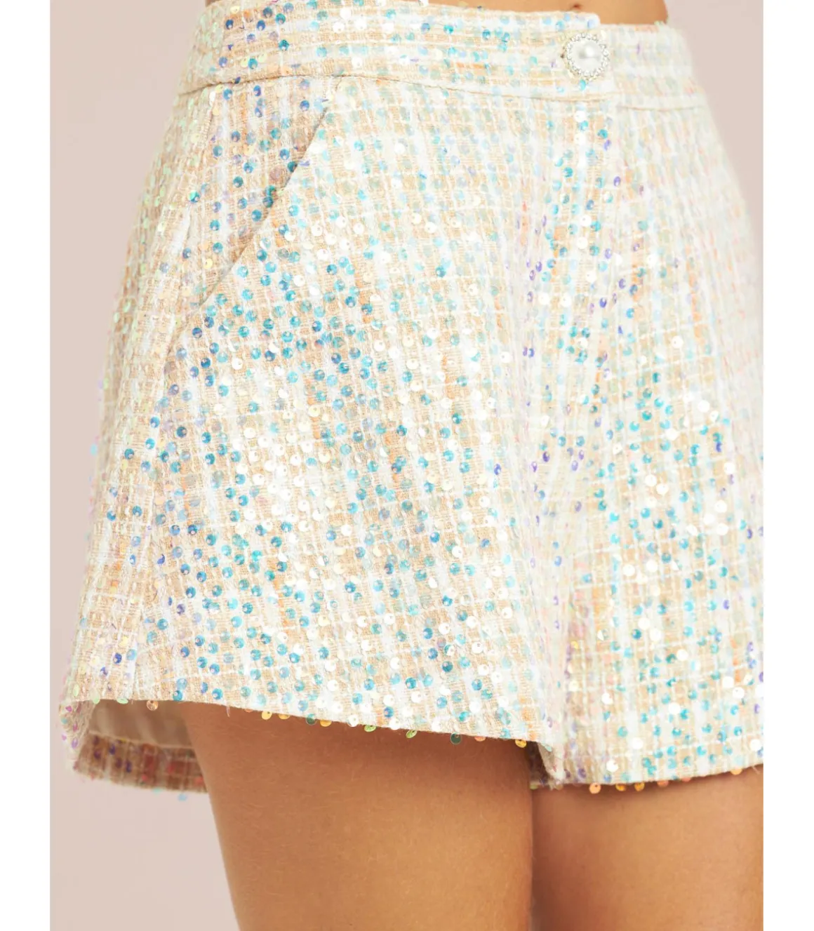 Alma en Pena Pantalones|SHORT LENTEJUELAS BOTÓN JOYA