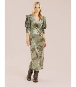 Alma en Pena Vestidos Largos|VESTIDO TERCIOPELO MANGA ABULLONADA