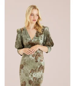 Alma en Pena Vestidos Largos|VESTIDO TERCIOPELO MANGA ABULLONADA