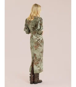 Alma en Pena Vestidos Largos|VESTIDO TERCIOPELO MANGA ABULLONADA